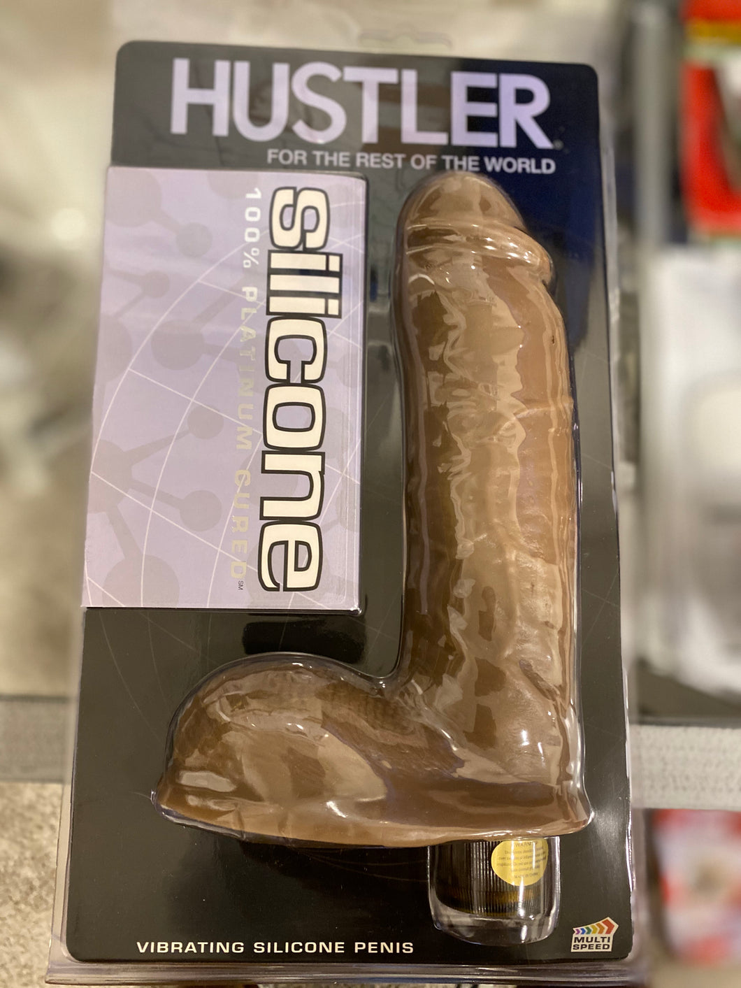 Hustler 100% Silicone Cock w/ Balls Dildo- Mocha