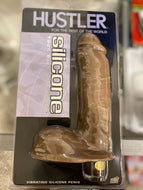 Hustler 100% Silicone Cock w/ Balls Dildo- Mocha